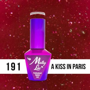 191. MOLLY LAC gél lak - A KISS IN PARIS 5 ml Červená