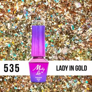 535. MOLLY LAC gél lak Luxury - Lady in Gold Glitrová